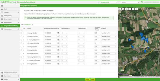 Düngebedarf ermitteln, Schritt 3 Bodenproben anzeigen