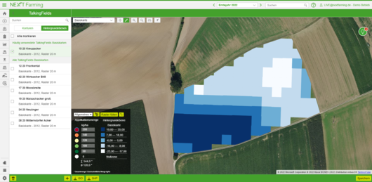 Talking Fields Karten in der NEXT Farming Software