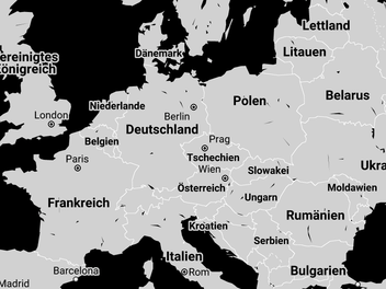 Landkarte von Deutschland in schwarzweiß 