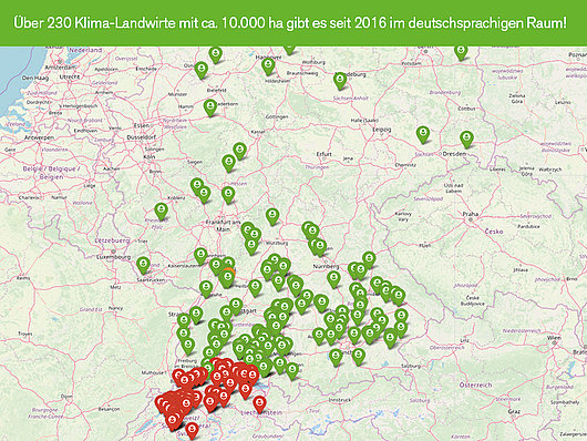 Länderkarte mit über 230 Klima-Landwirte