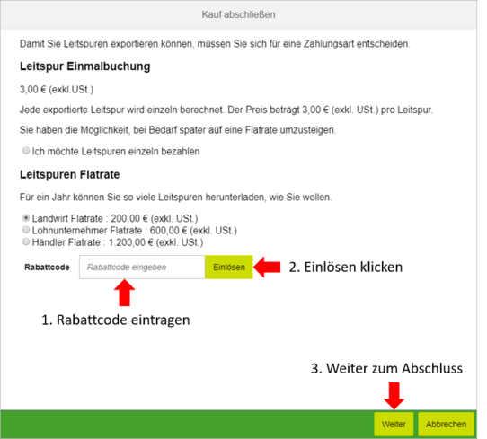 Anleitungsschritt eins der Rabattcode Eingabe