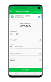 Kalbung erfassen in der NEXT Farming App