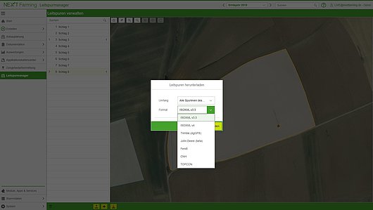 Leitspuren herunterladen im NEXT Farming Leitspurmanager