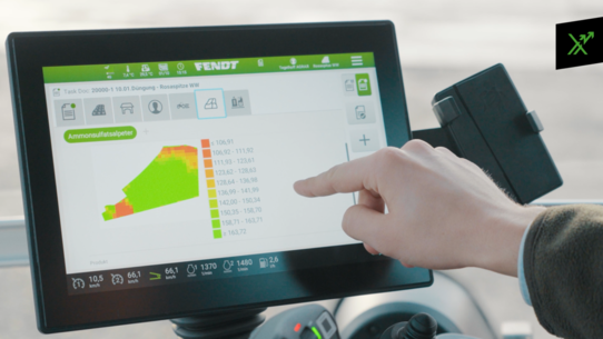 Fendt Terminal, das eine Applikationskarte zeigt